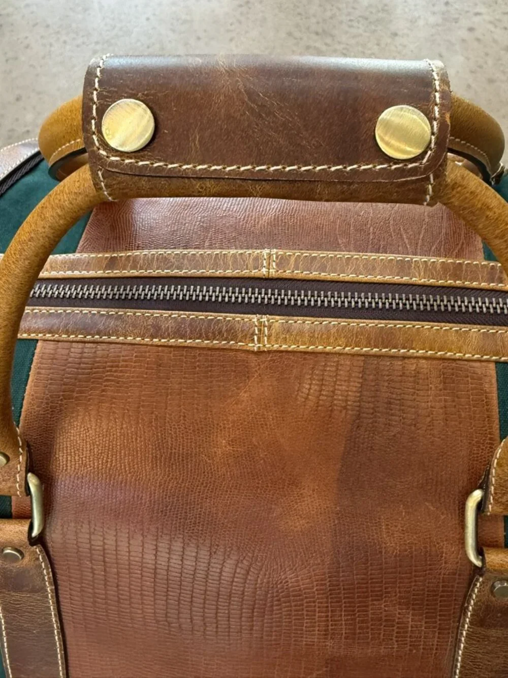 Peter Millar CCNC Leather Canvas Weekender Duffel Bag Friwadsworth NYC Green Bro